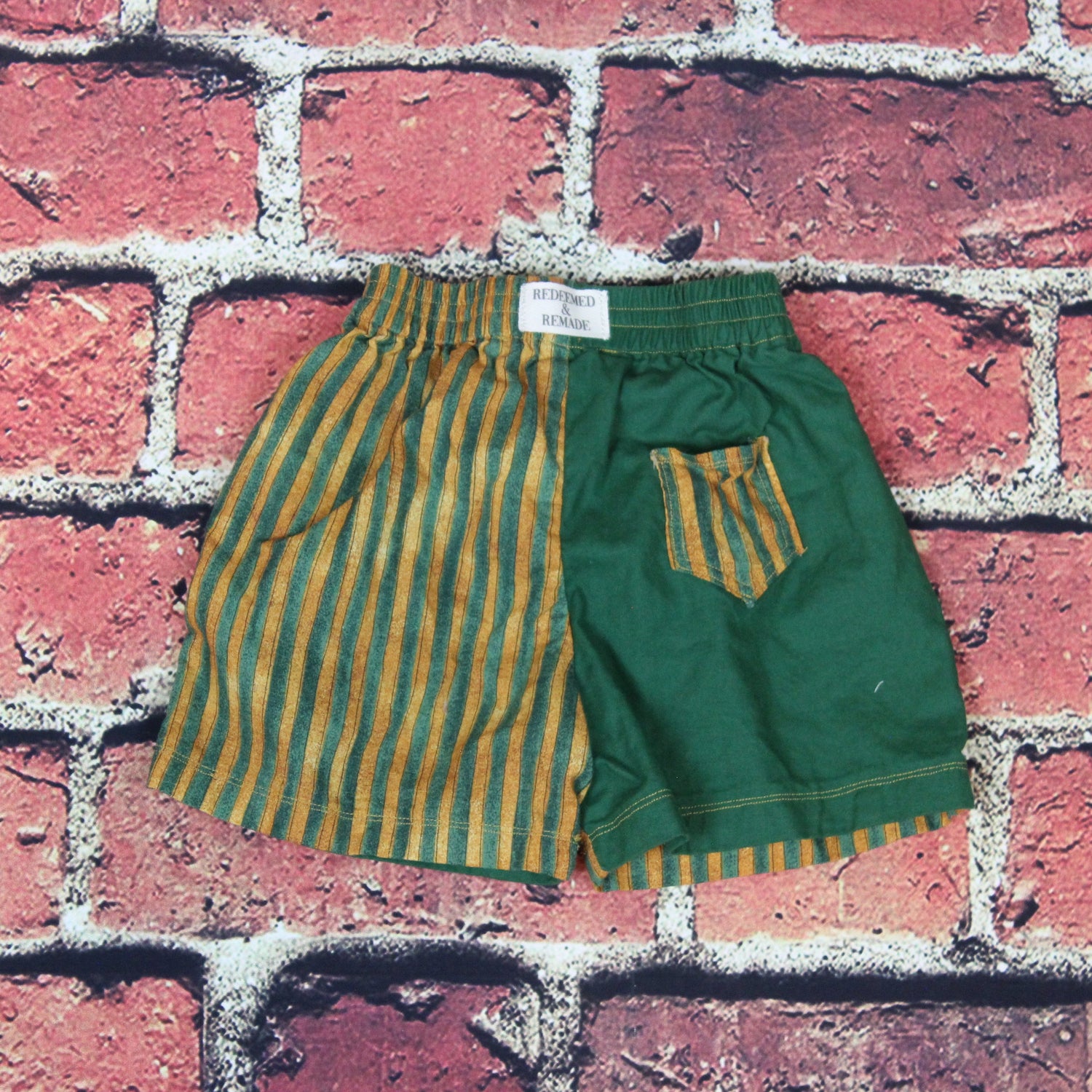 12m - Green and Gold Striped Shorts