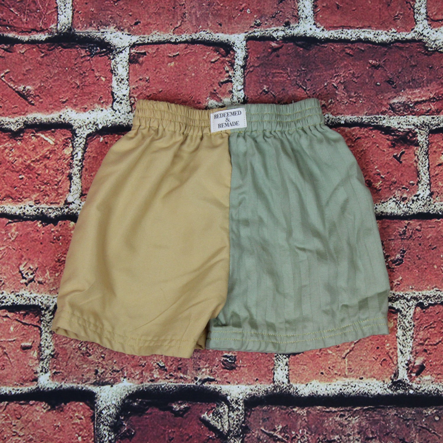 3T - Gold and Green Colorblock Shorts