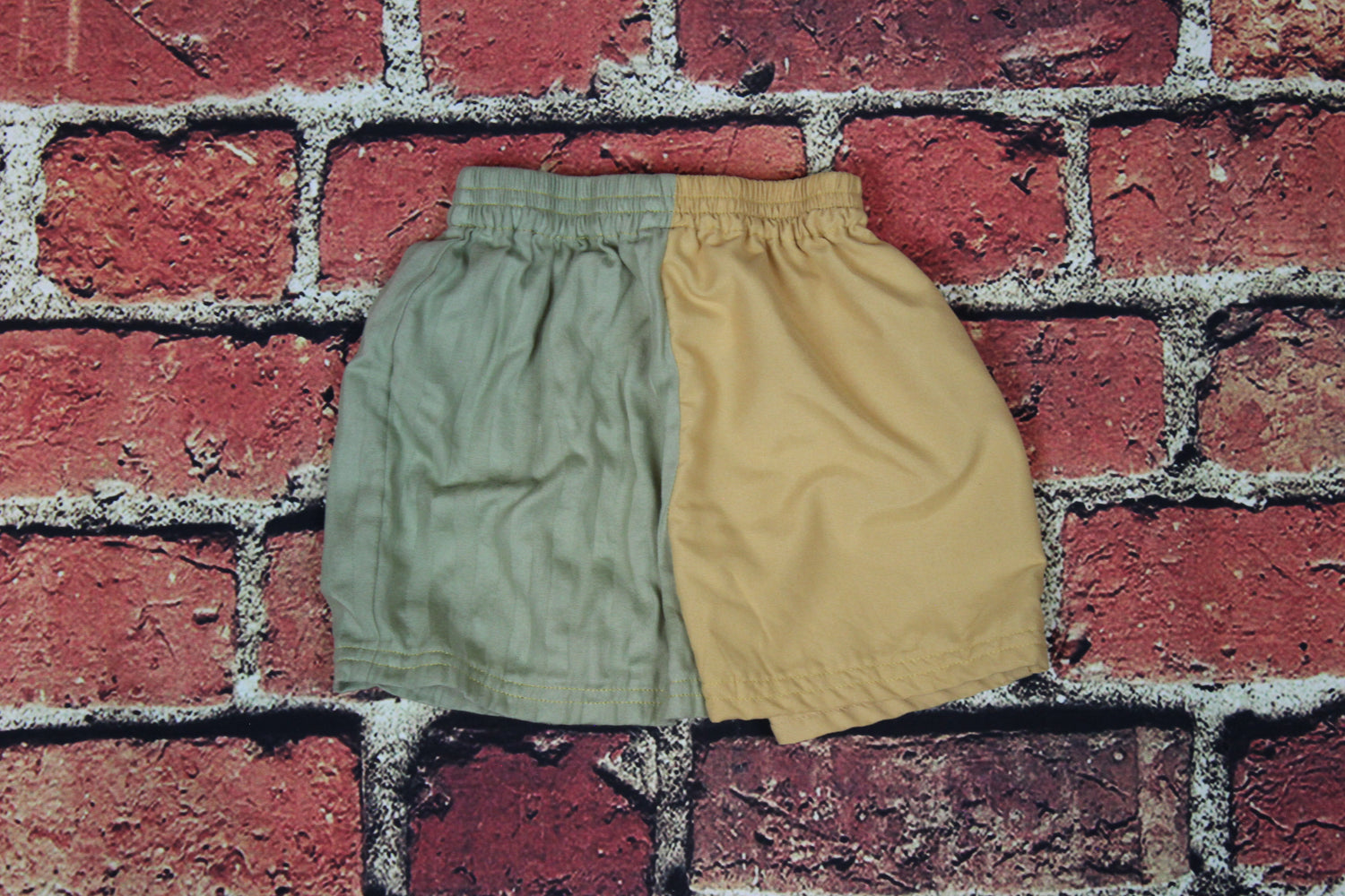 3T - Gold and Green Colorblock Shorts