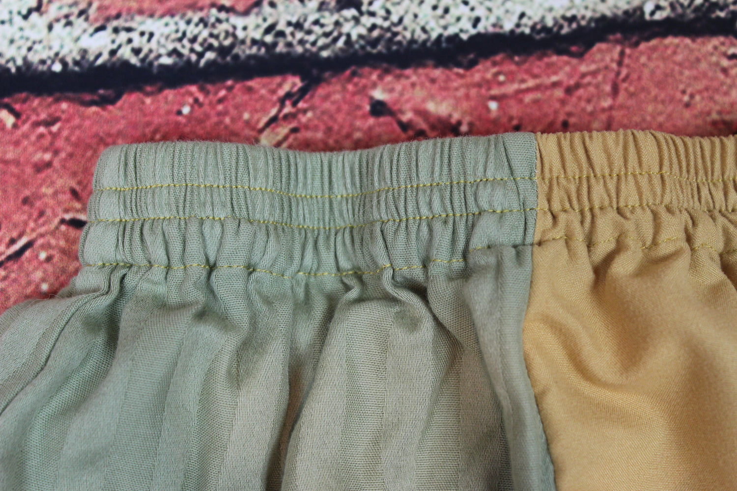 3T - Gold and Green Colorblock Shorts