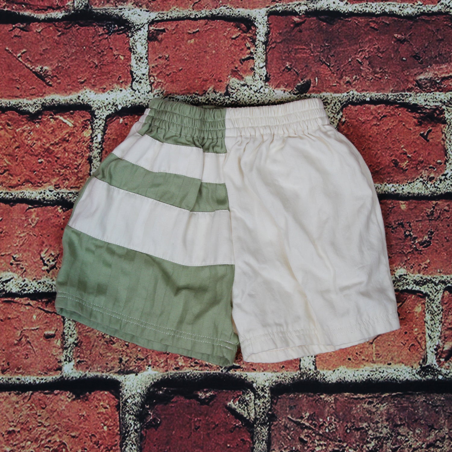 3T - Green and Cream Striped Colorblock Shorts