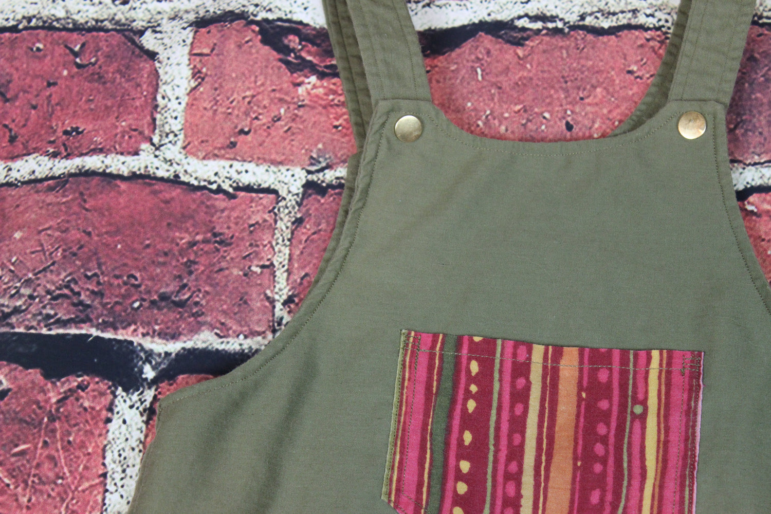 2T - Green Overalls w/ Boho Pocket