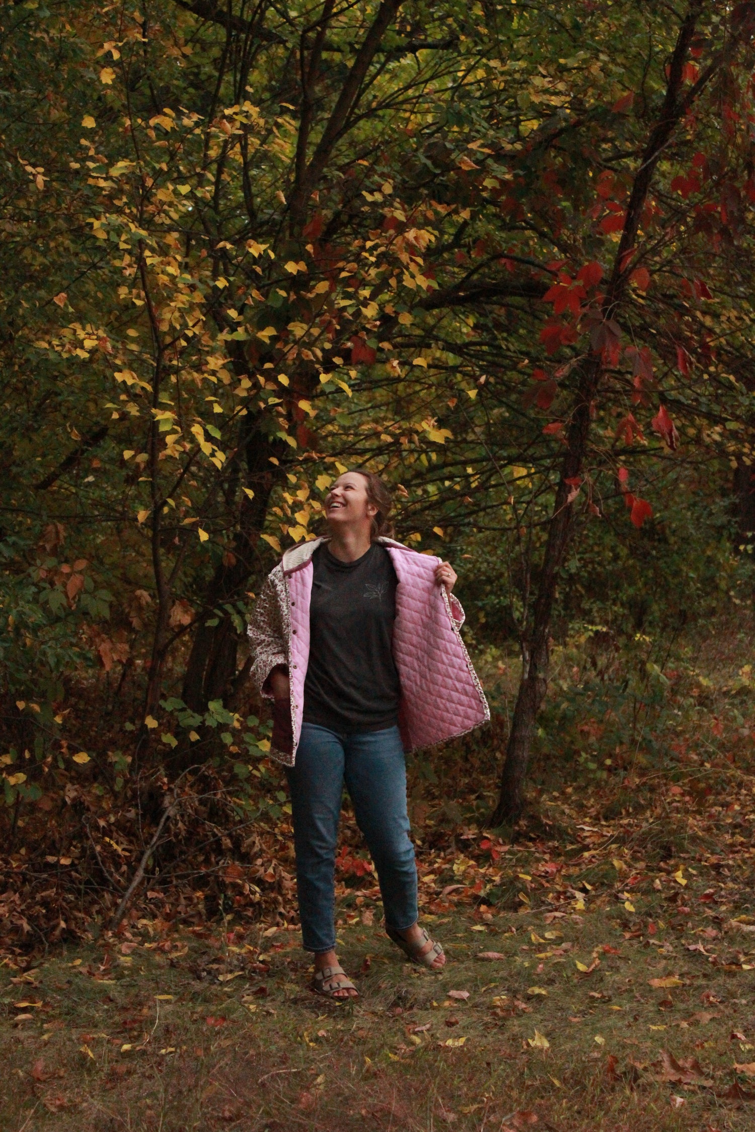 S/M/L - Silky Mauve Floral Quilted Jacket Adult