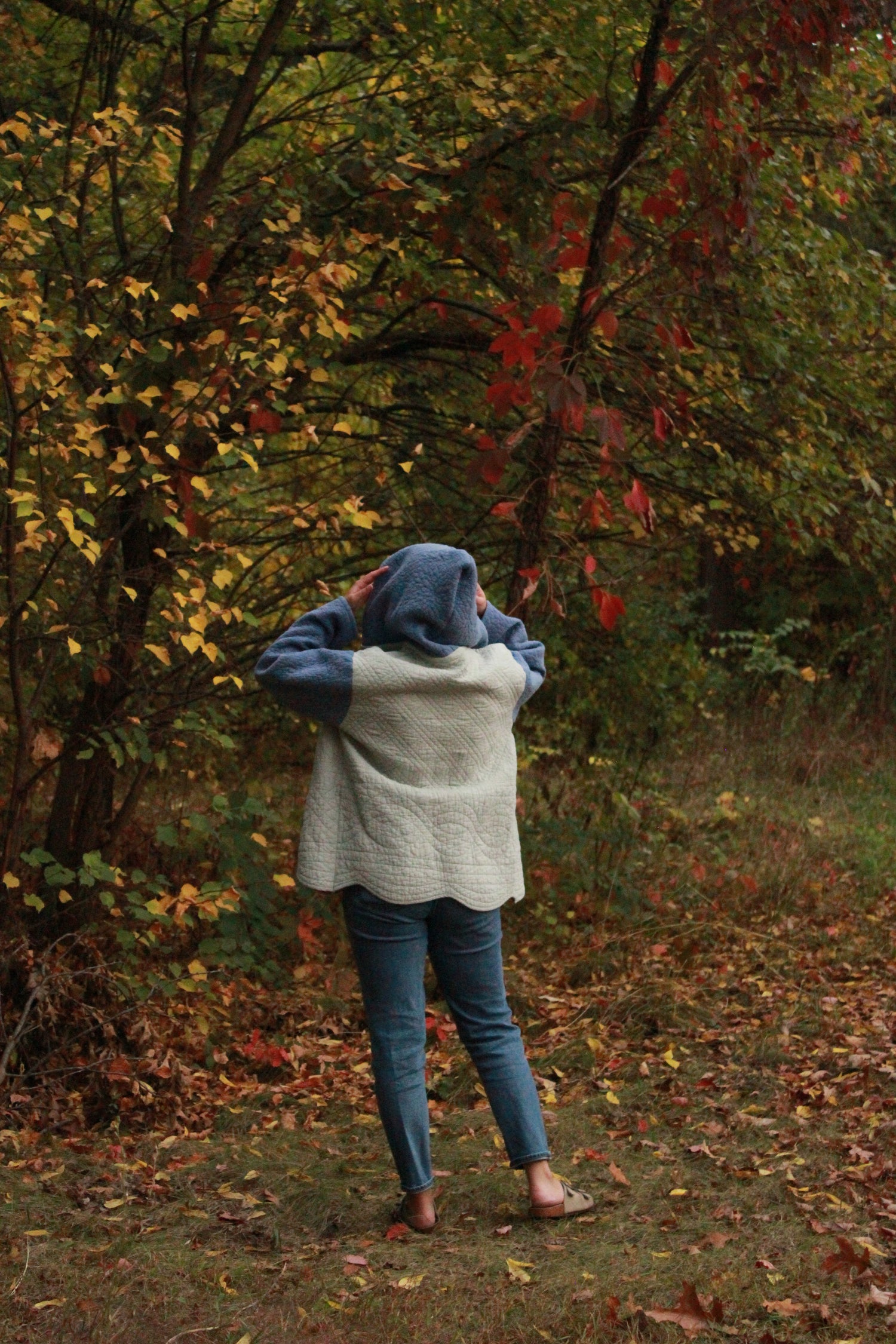 S/M/L - Green Colorblock Quilted Jacket Adult