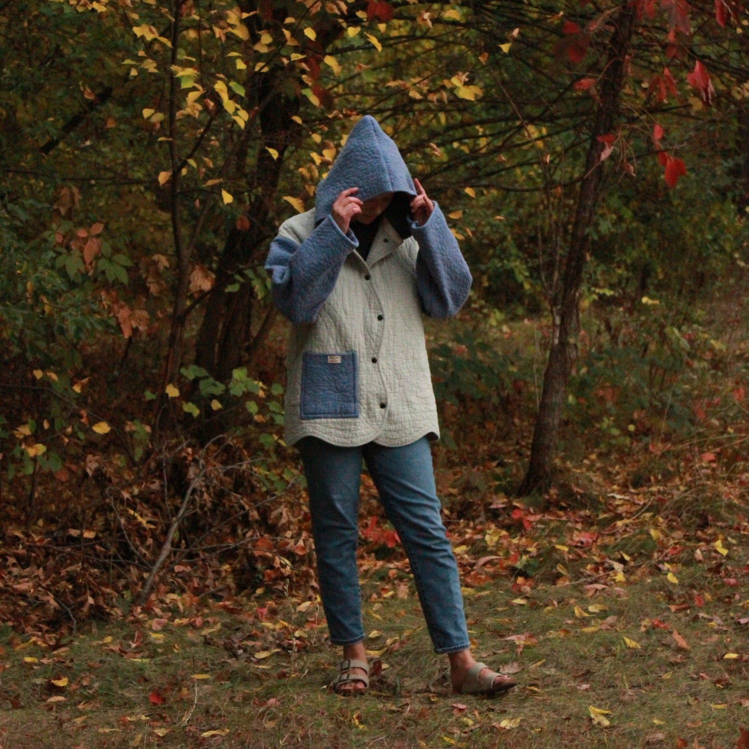 S/M/L - Green Colorblock Quilted Jacket Adult