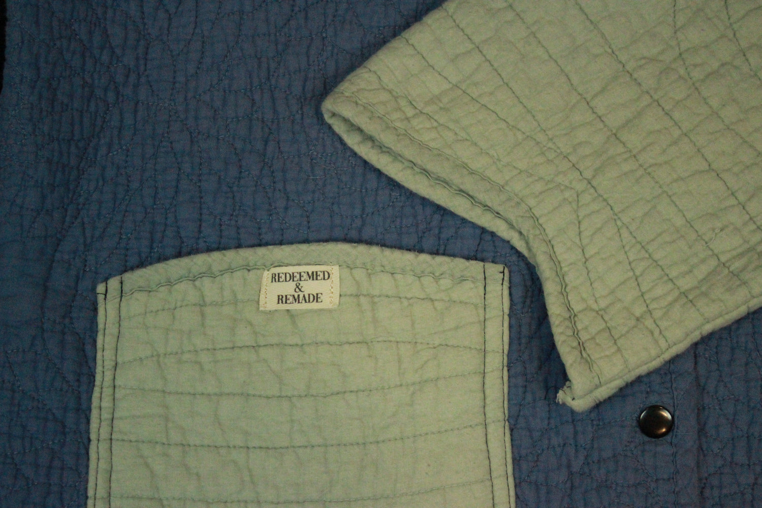 S/M/L - Blue Colorblock Quilted Jacket Adult