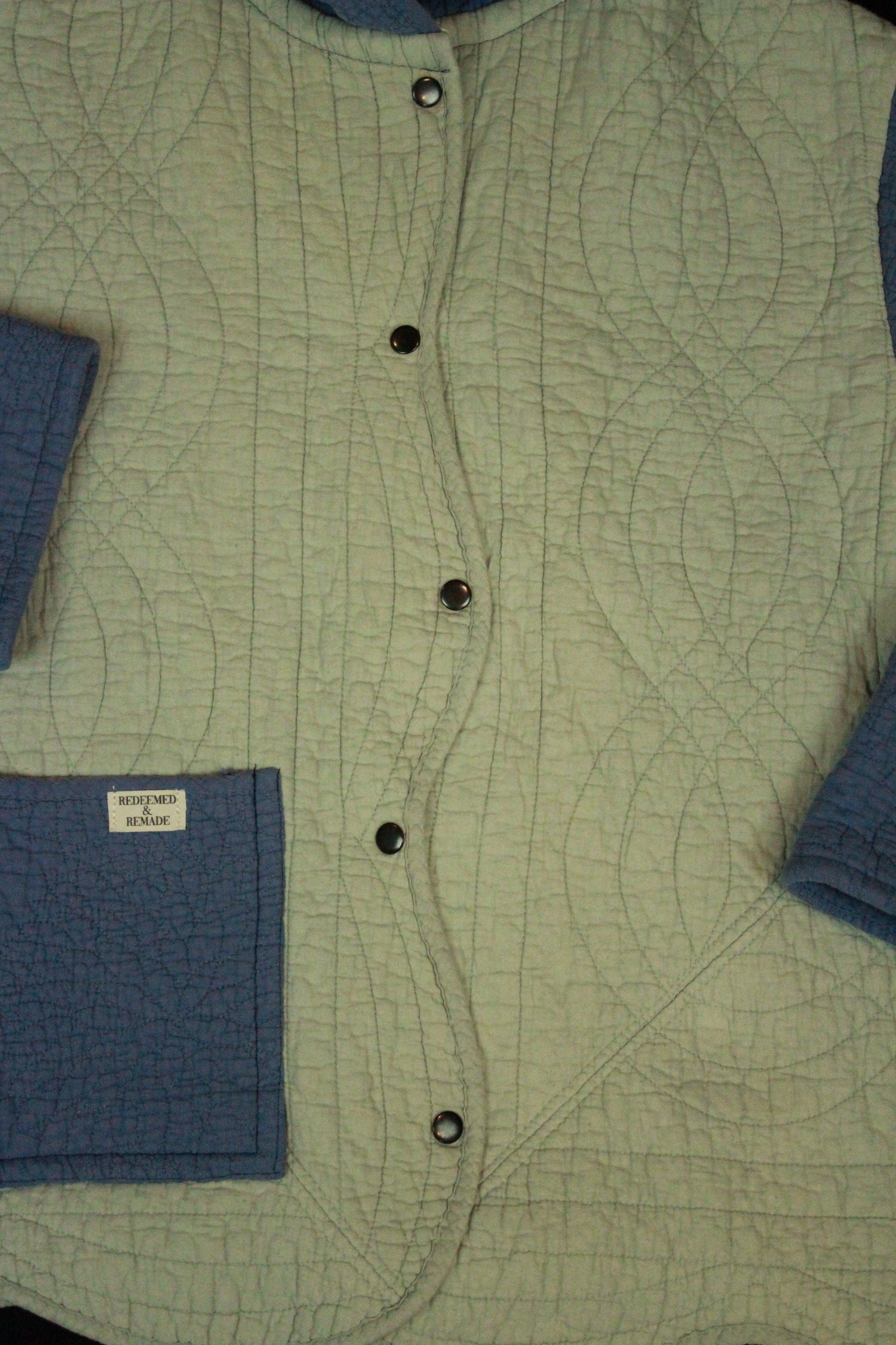 S/M/L - Green Colorblock Quilted Jacket Adult