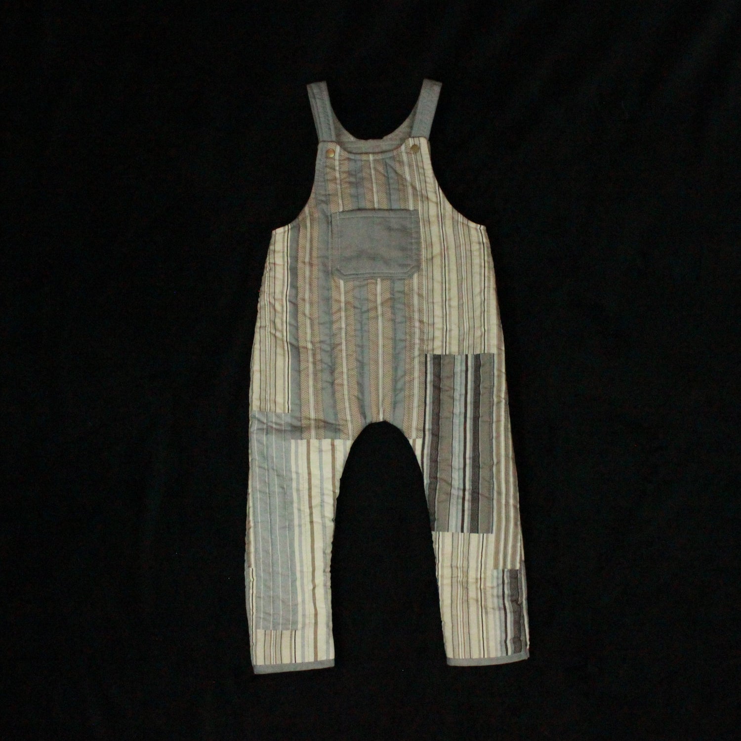 2T/3T - Blue Patchwork Quilted Overalls