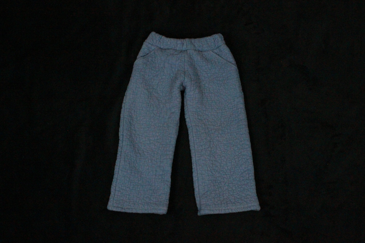 2T - Blue Quilted Palazzo Pants, Wide Leg