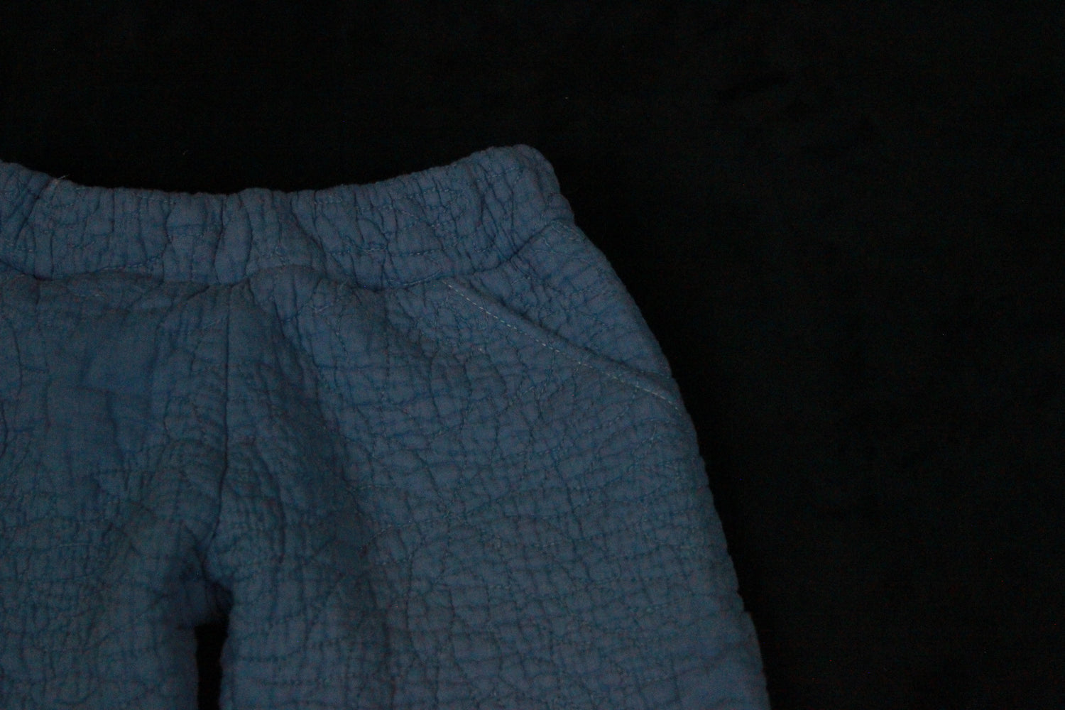 2T - Blue Quilted Palazzo Pants, Wide Leg