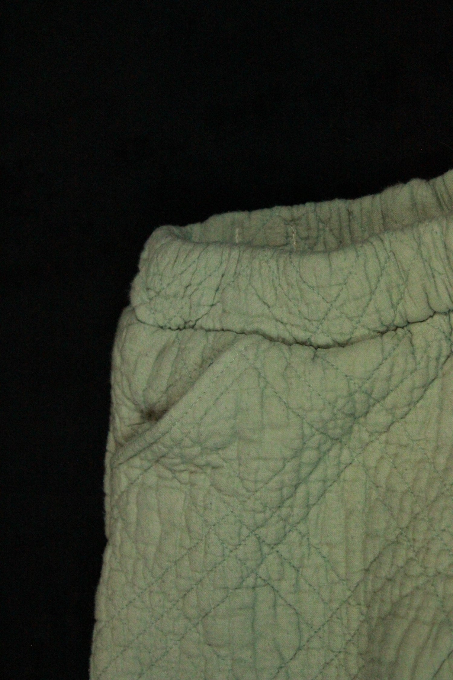 2T - Green Quilted Palazzo Pants, Wide Leg