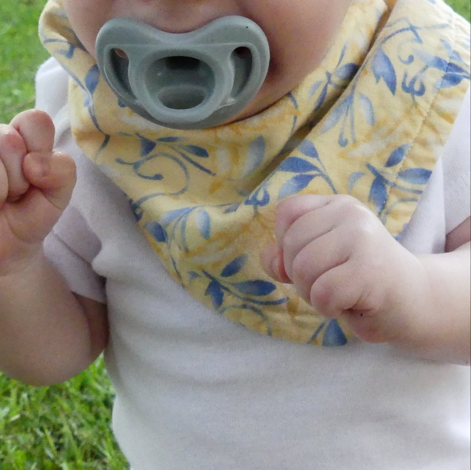 Yellow w/ Blue Leaves Bandana Bib