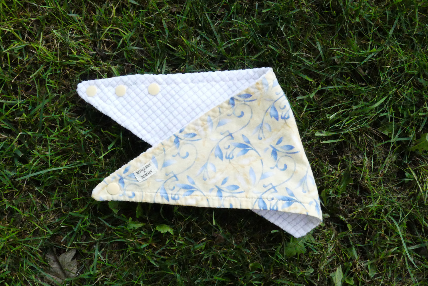 Yellow w/ Blue Leaves Bandana Bib