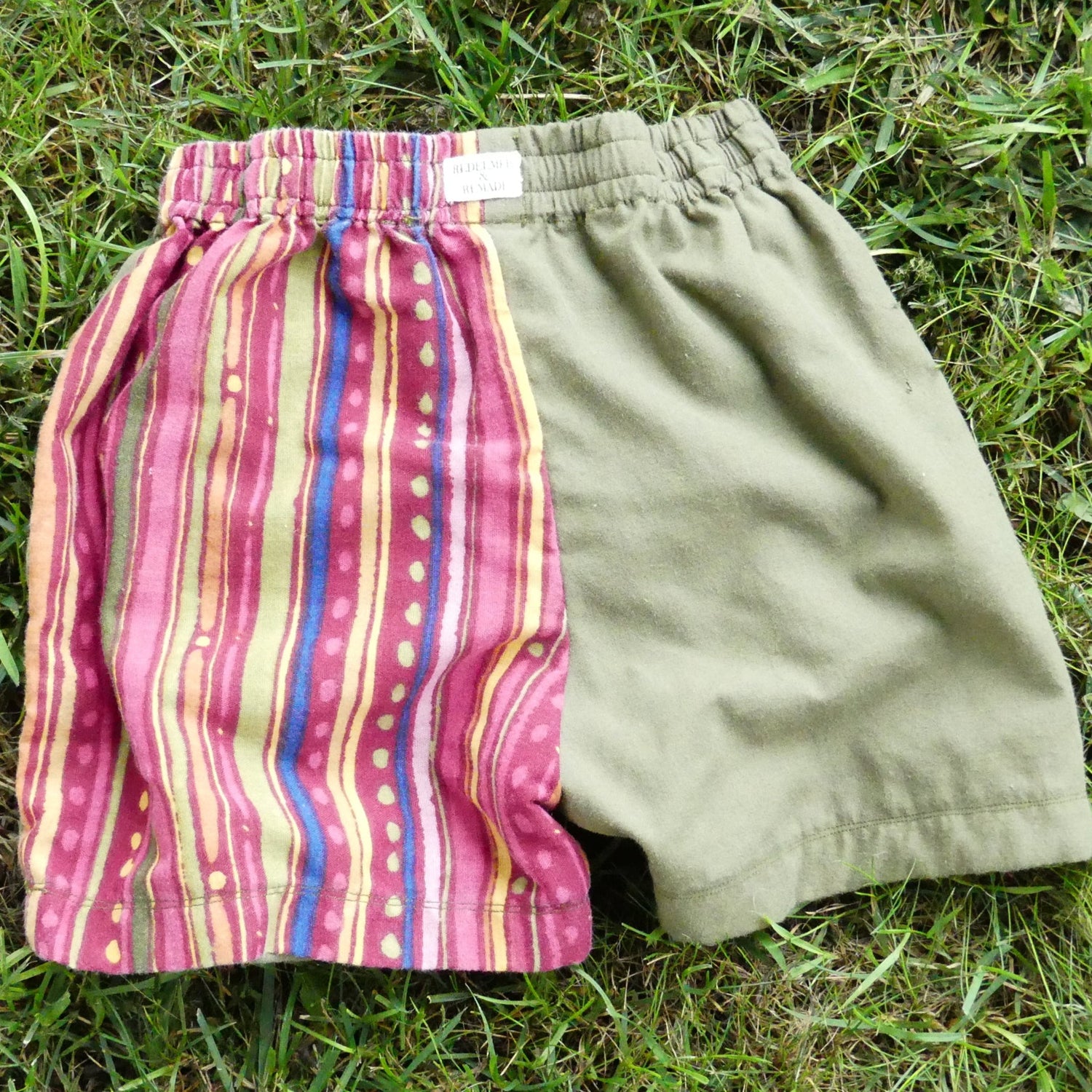 3T/4T - Olive and Bohemian Stripe Shorts