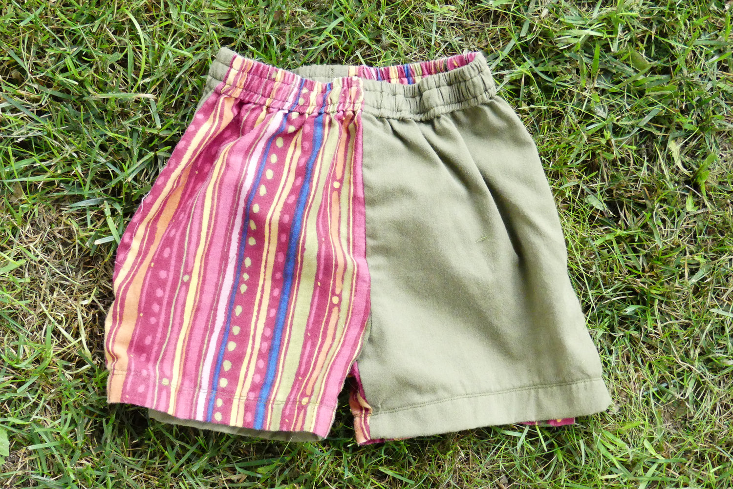 3T/4T - Olive and Bohemian Stripe Shorts